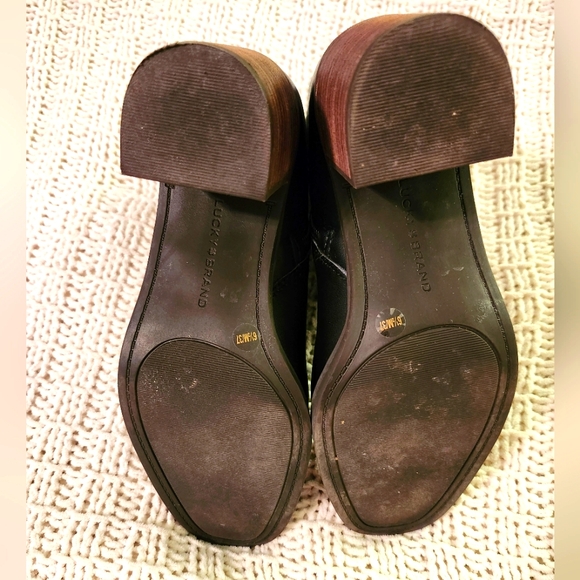 Lucky🍀Brand Block Heel Black Leather Ankle Boots, size 6.5 / 37 - Picture 3 of 6